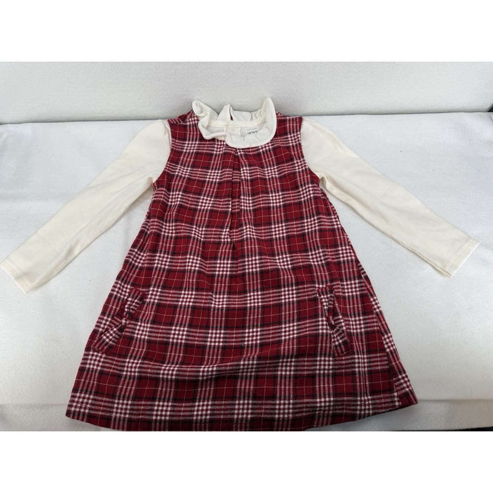 NWOT Carter's Babygirl 2‎ Piece Bodysuit Red Plaid Dress Size 24M